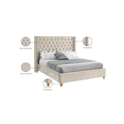 Barolo Cream Velvet King Bed
