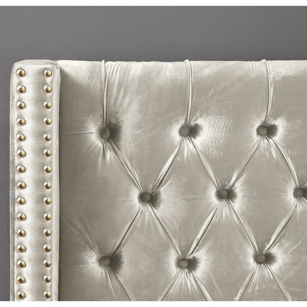 Barolo Cream Velvet King Bed