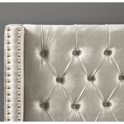 Barolo Cream Velvet Twin Bed
