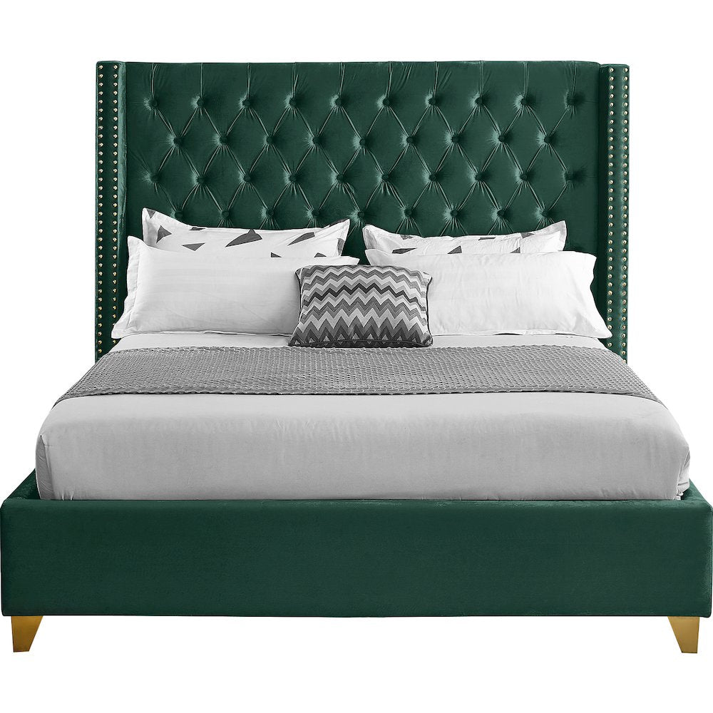 Barolo Green Velvet Full Bed