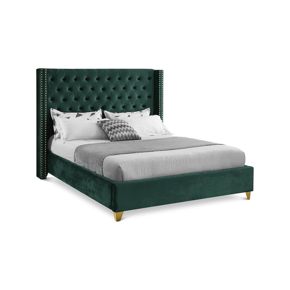 Barolo Green Velvet King Bed