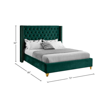 Barolo Green Velvet Queen Bed