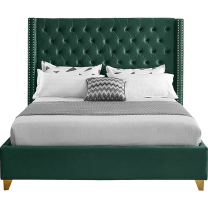 Barolo Green Velvet Queen Bed