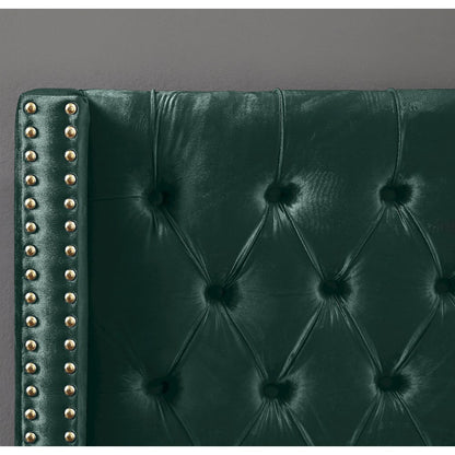 Barolo Green Velvet Queen Bed