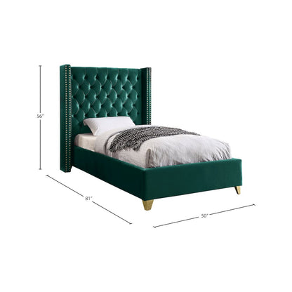 Barolo Green Velvet Twin Bed