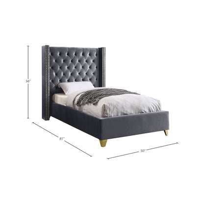Barolo Grey Velvet Twin Bed