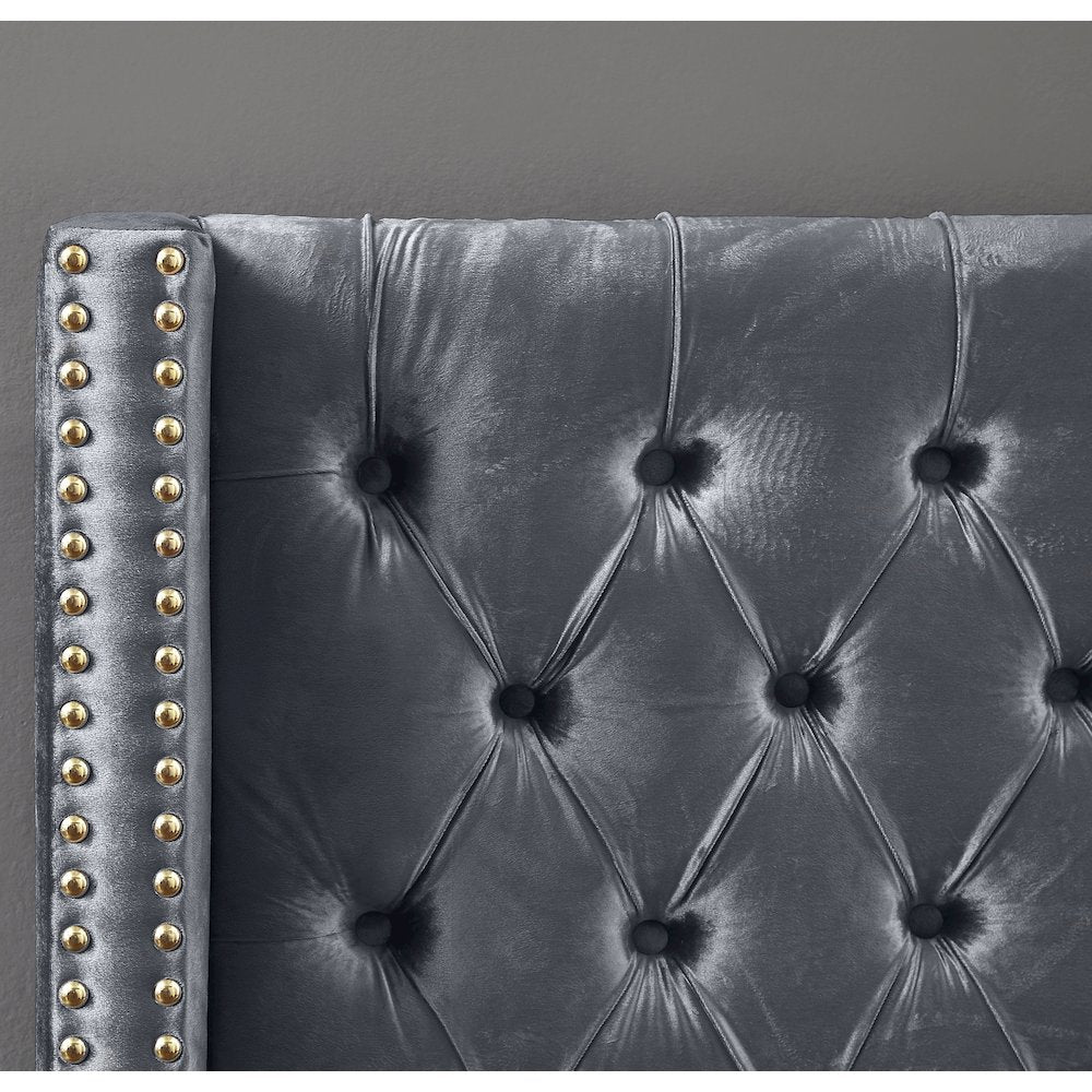 Barolo Grey Velvet Twin Bed