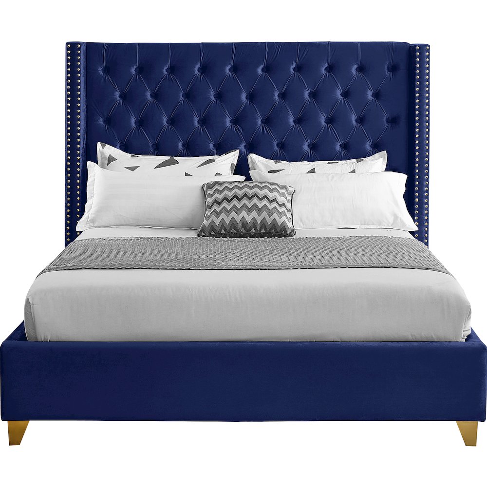 Barolo Navy Velvet King Bed