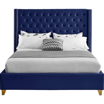 Barolo Navy Velvet King Bed