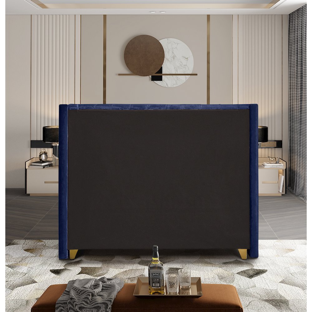 Barolo Navy Velvet Queen Bed