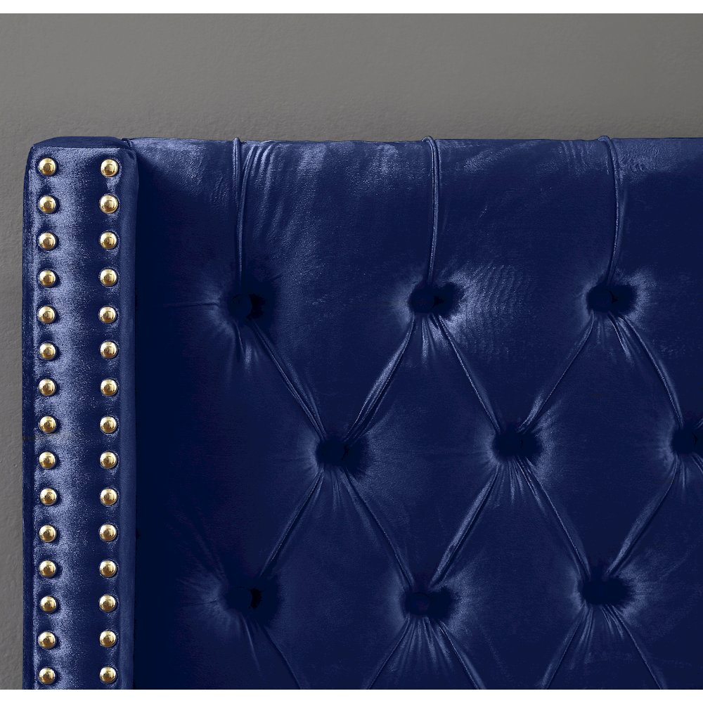 Barolo Navy Velvet Twin Bed