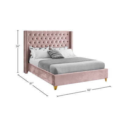 Barolo Pink Velvet Full Bed