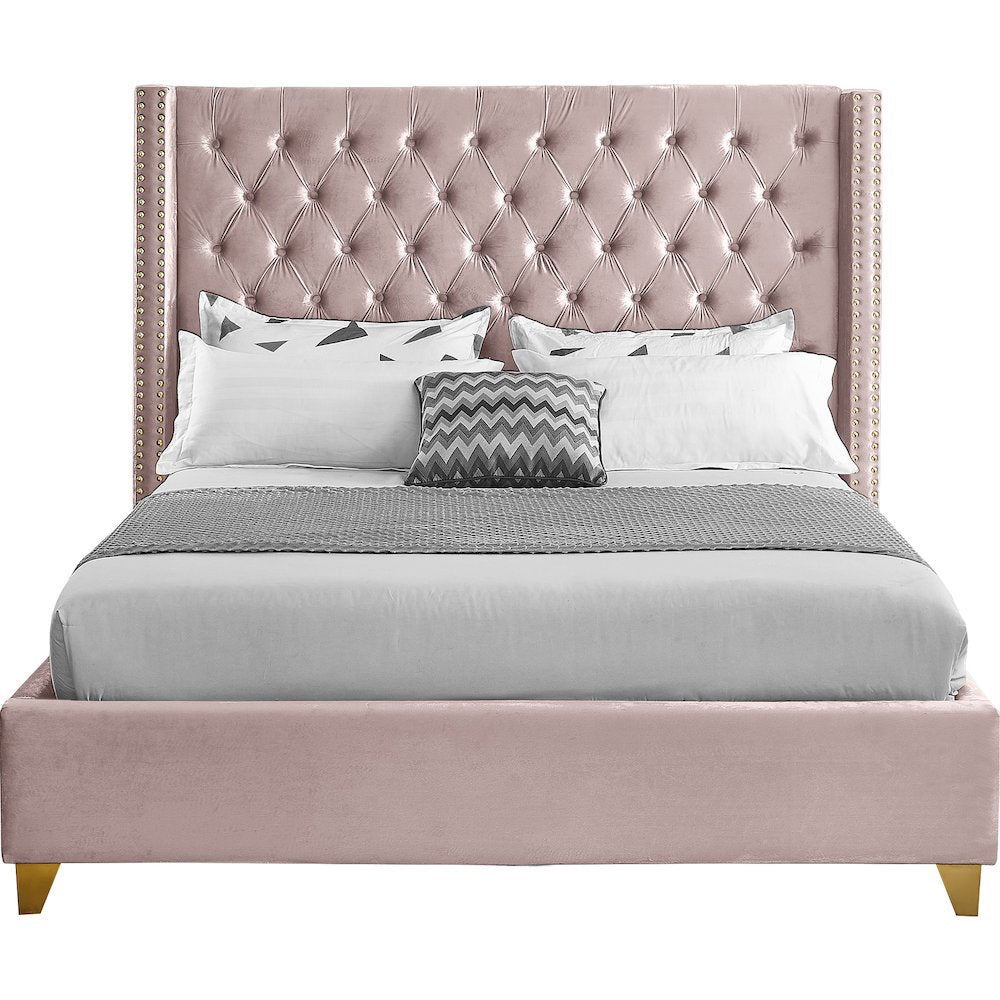 Barolo Pink Velvet Full Bed