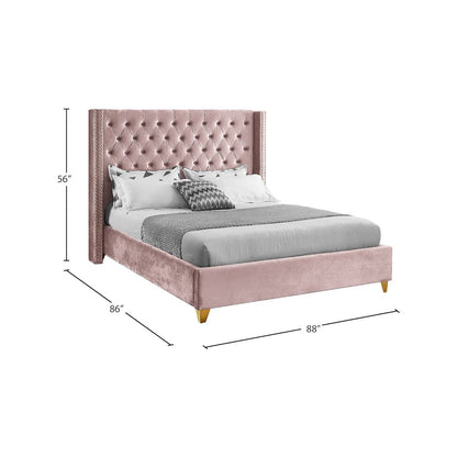 Barolo Pink Velvet King Bed