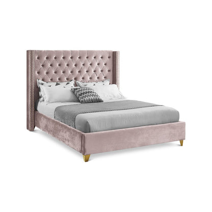 Barolo Pink Velvet King Bed