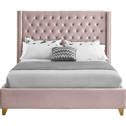 Barolo Pink Velvet King Bed