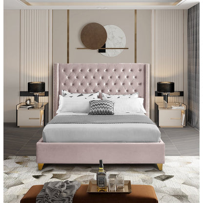 Barolo Pink Velvet King Bed