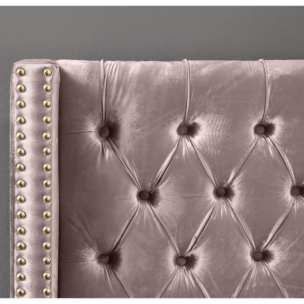 Barolo Pink Velvet King Bed