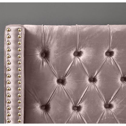 Barolo Pink Velvet King Bed