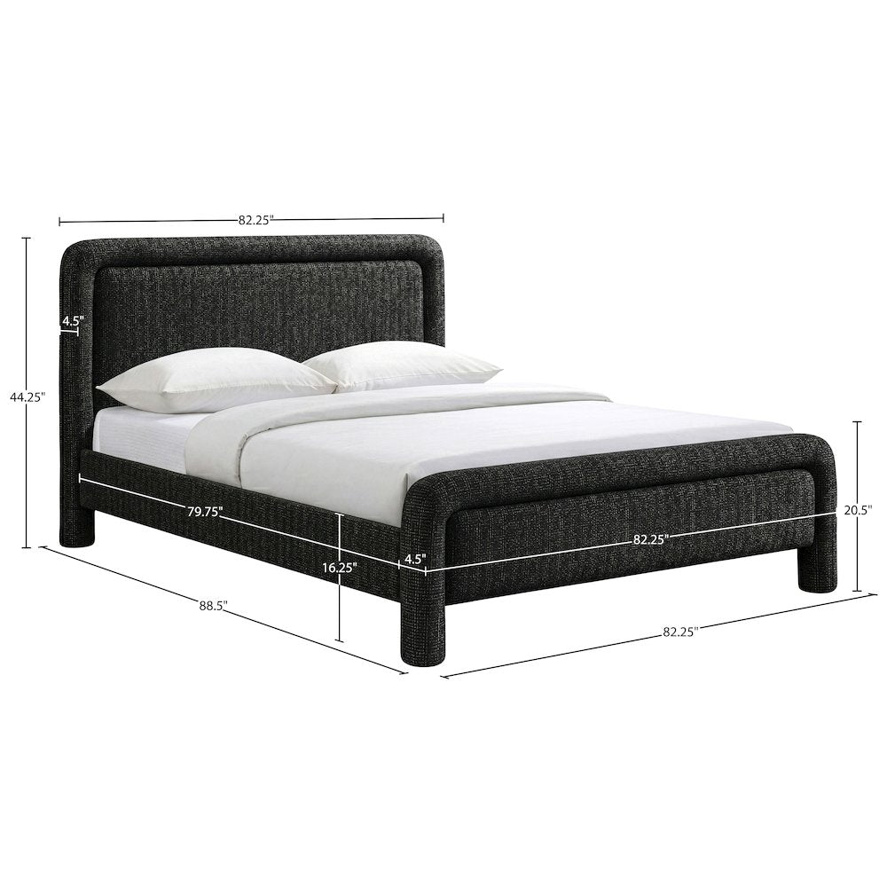 Baylor Black Fabric With Interwoven Chenille Upholstered King Bed