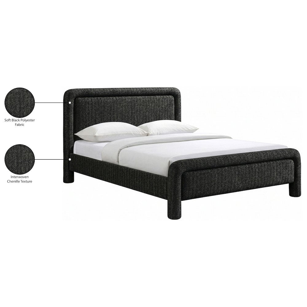 Baylor Black Fabric With Interwoven Chenille Upholstered King Bed