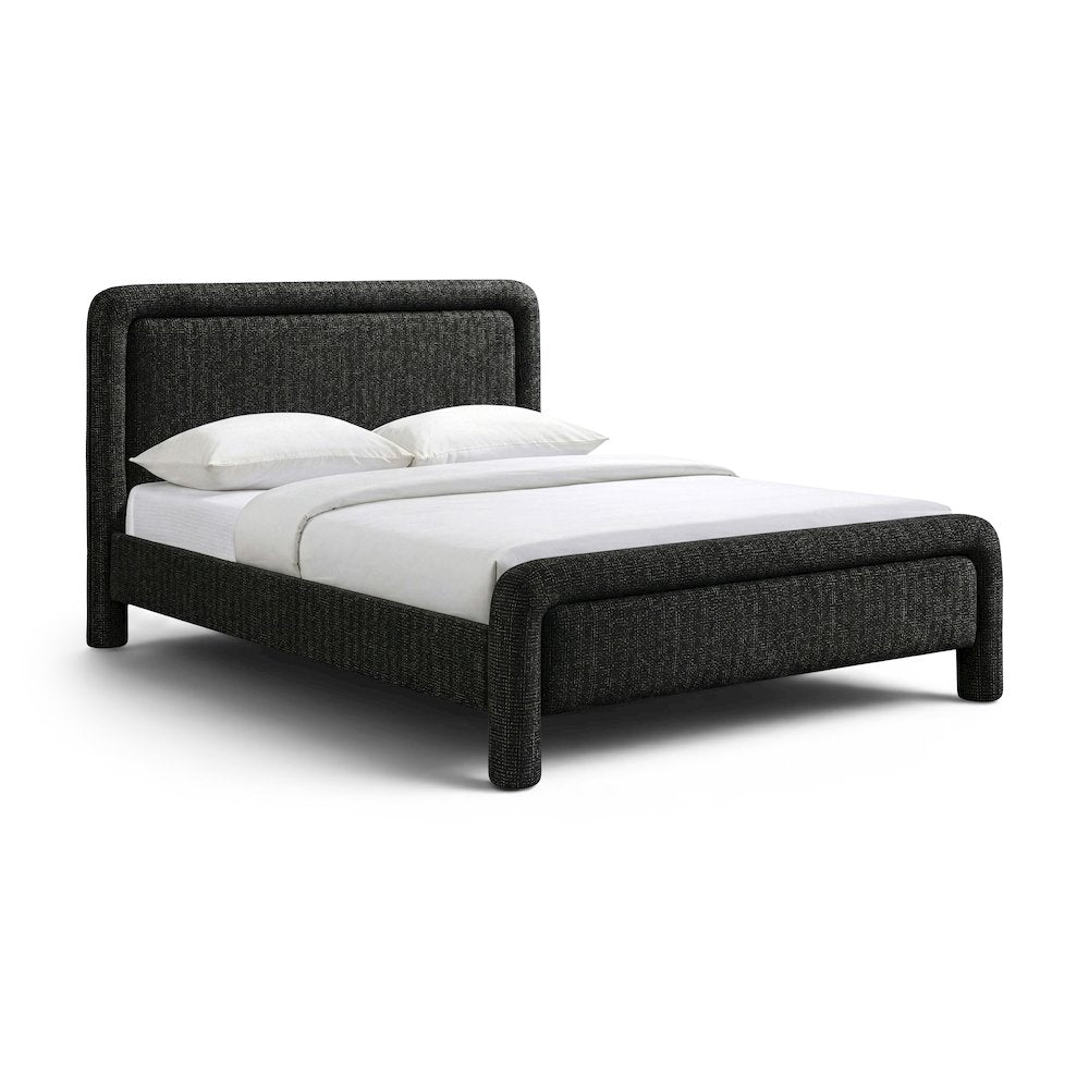 Baylor Black Fabric With Interwoven Chenille Upholstered King Bed