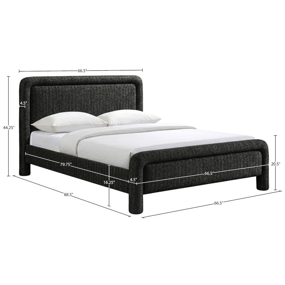Baylor Black Fabric With Interwoven Chenille Upholstered Queen Bed