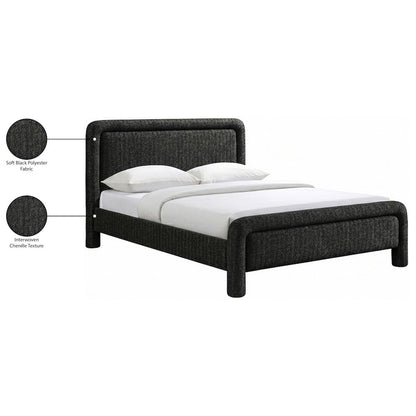 Baylor Black Fabric With Interwoven Chenille Upholstered Queen Bed