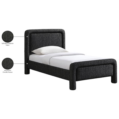Baylor Black Fabric With Interwoven Chenille Upholstered Twin Bed