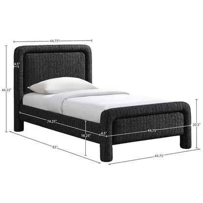 Baylor Black Fabric With Interwoven Chenille Upholstered Twin Bed