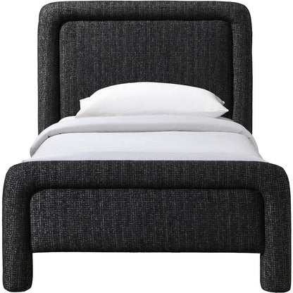 Baylor Black Fabric With Interwoven Chenille Upholstered Twin Bed