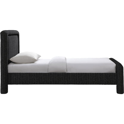 Baylor Black Fabric With Interwoven Chenille Upholstered Twin Bed