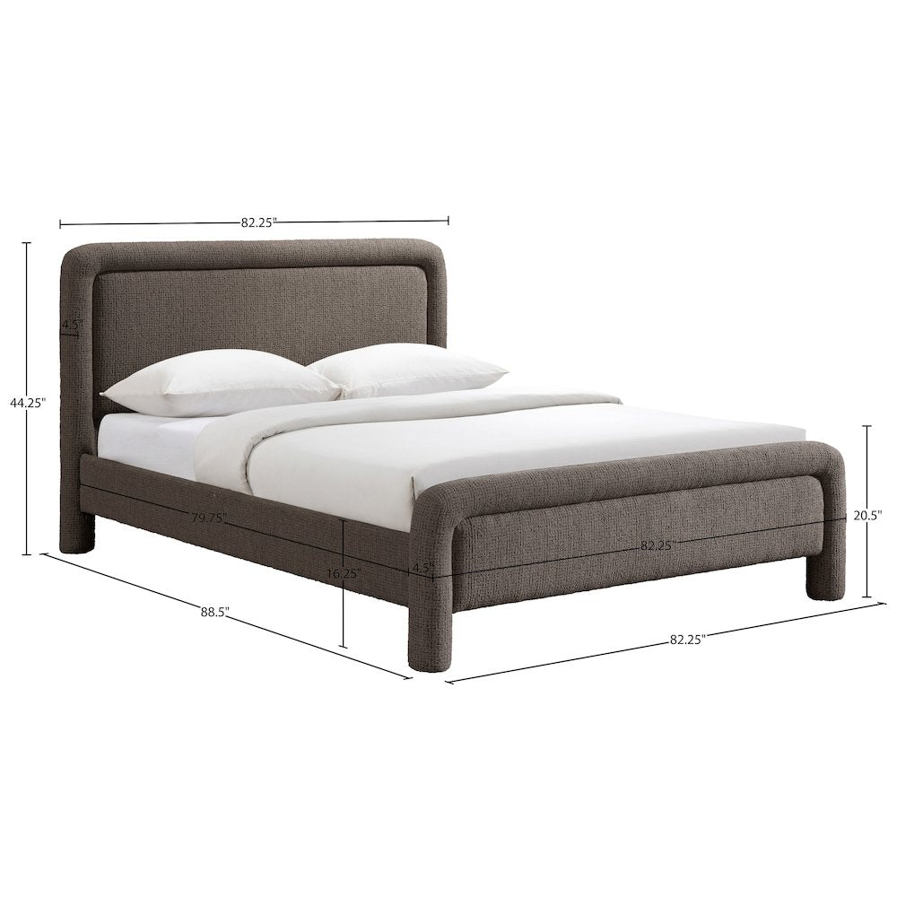 Baylor Brown Fabric With Interwoven Chenille Upholstered King Bed