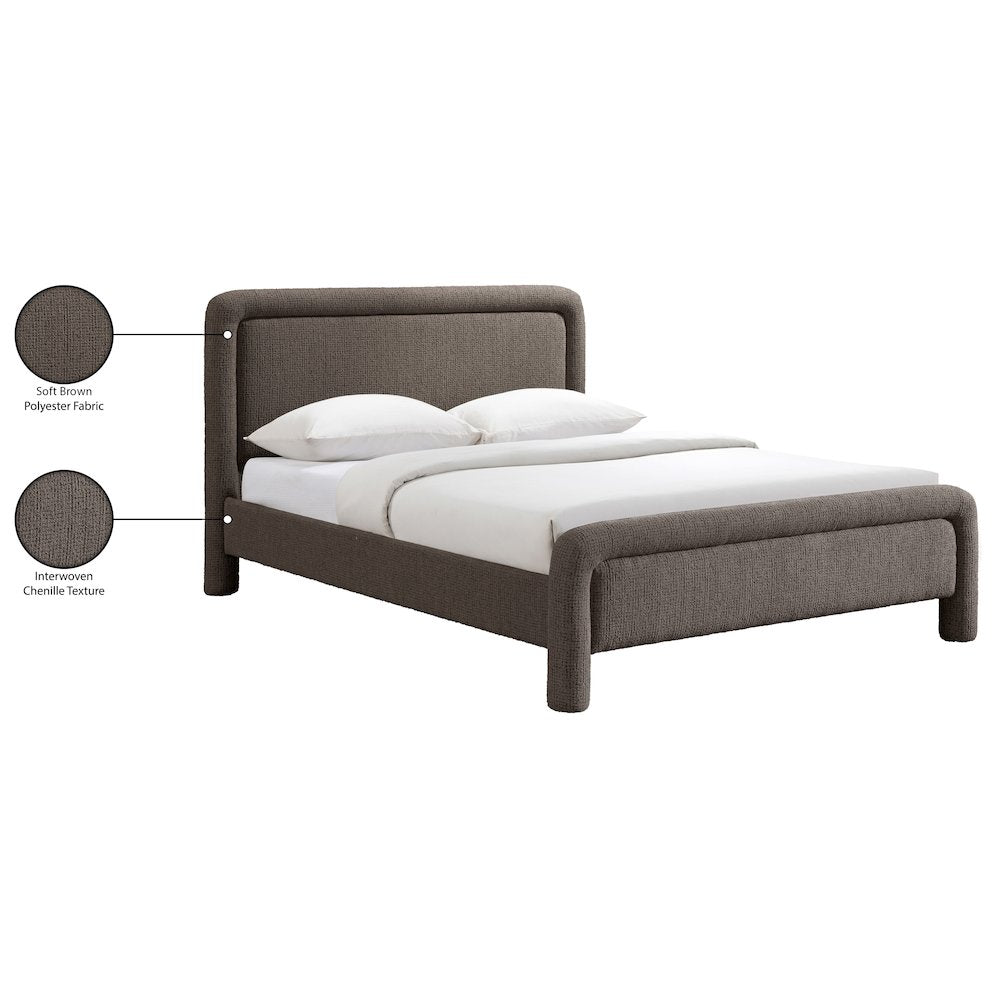 Baylor Brown Fabric With Interwoven Chenille Upholstered King Bed