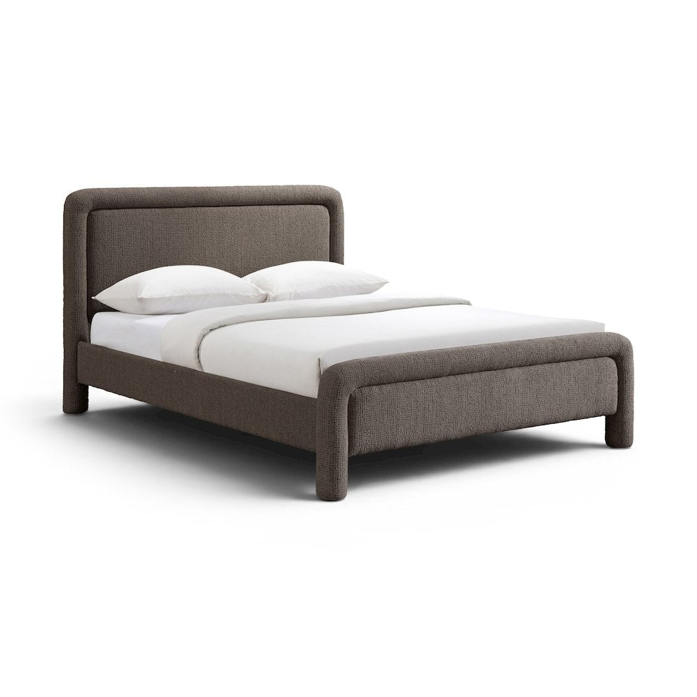 Baylor Brown Fabric With Interwoven Chenille Upholstered King Bed
