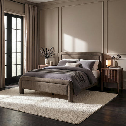 Baylor Brown Fabric With Interwoven Chenille Upholstered King Bed