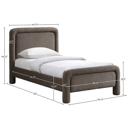 Baylor Brown Fabric With Interwoven Chenille Upholstered Twin Bed