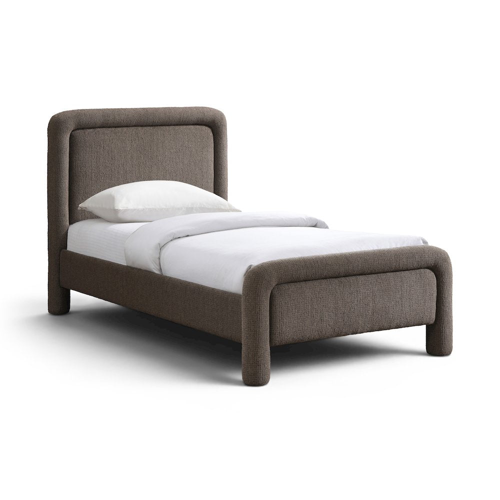 Baylor Brown Fabric With Interwoven Chenille Upholstered Twin Bed