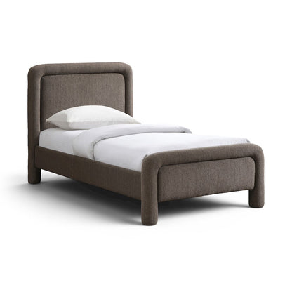 Baylor Brown Fabric With Interwoven Chenille Upholstered Twin Bed