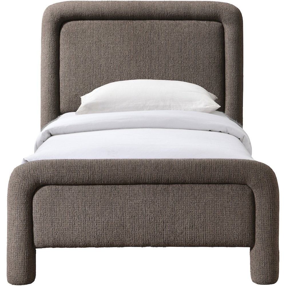 Baylor Brown Fabric With Interwoven Chenille Upholstered Twin Bed