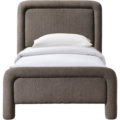Baylor Brown Fabric With Interwoven Chenille Upholstered Twin Bed