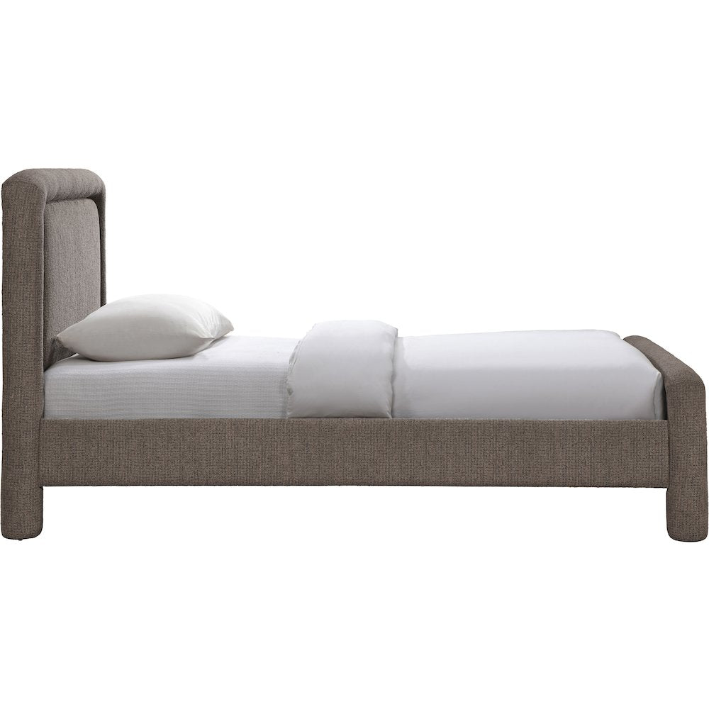 Baylor Brown Fabric With Interwoven Chenille Upholstered Twin Bed