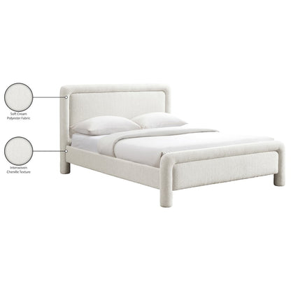Baylor Cream Fabric With Interwoven Chenille Upholstered King Bed