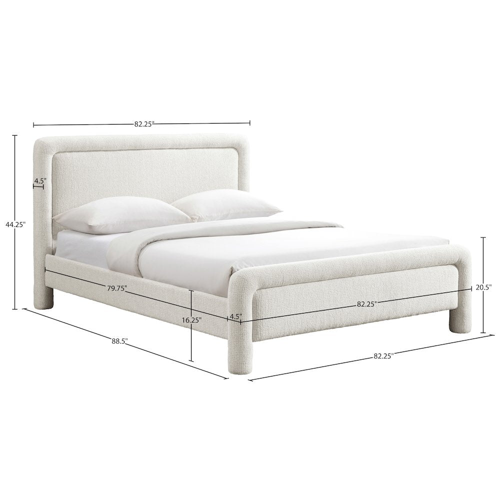 Baylor Cream Fabric With Interwoven Chenille Upholstered King Bed