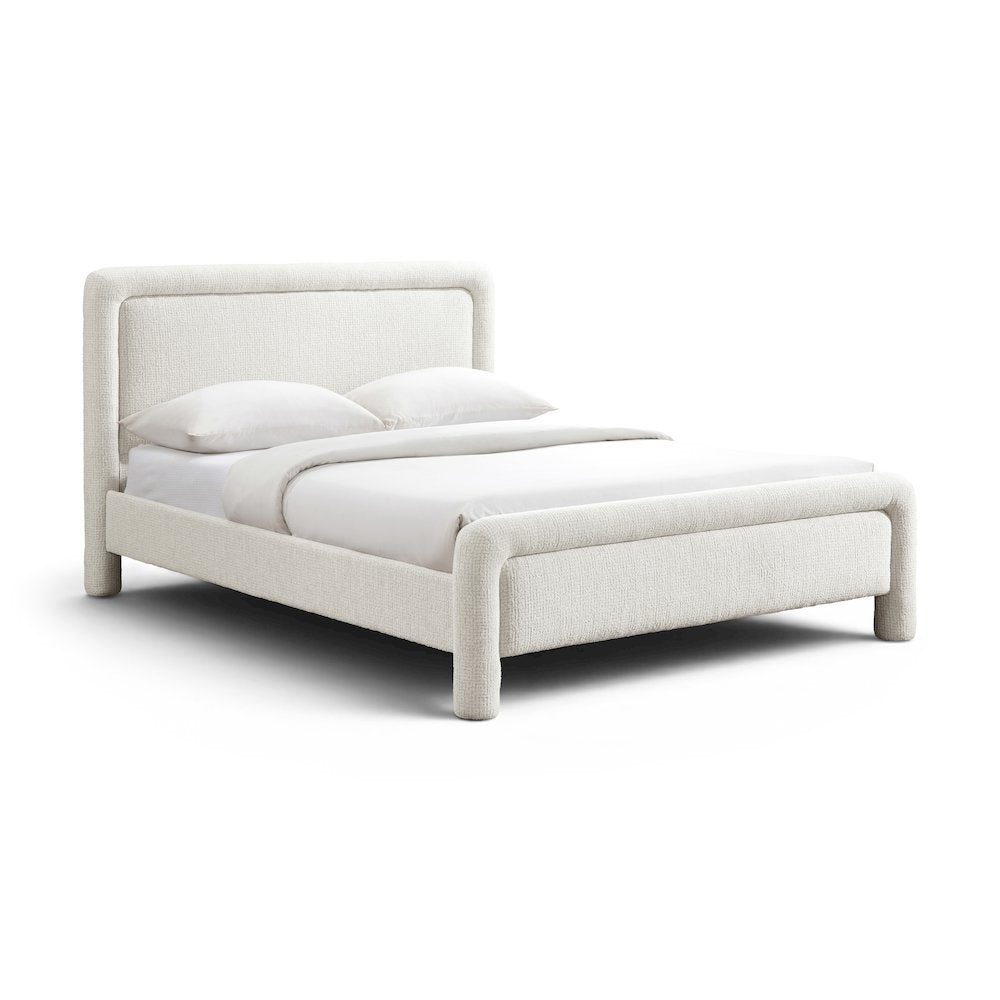 Baylor Cream Fabric With Interwoven Chenille Upholstered King Bed
