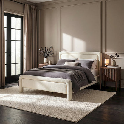 Baylor Cream Fabric With Interwoven Chenille Upholstered King Bed