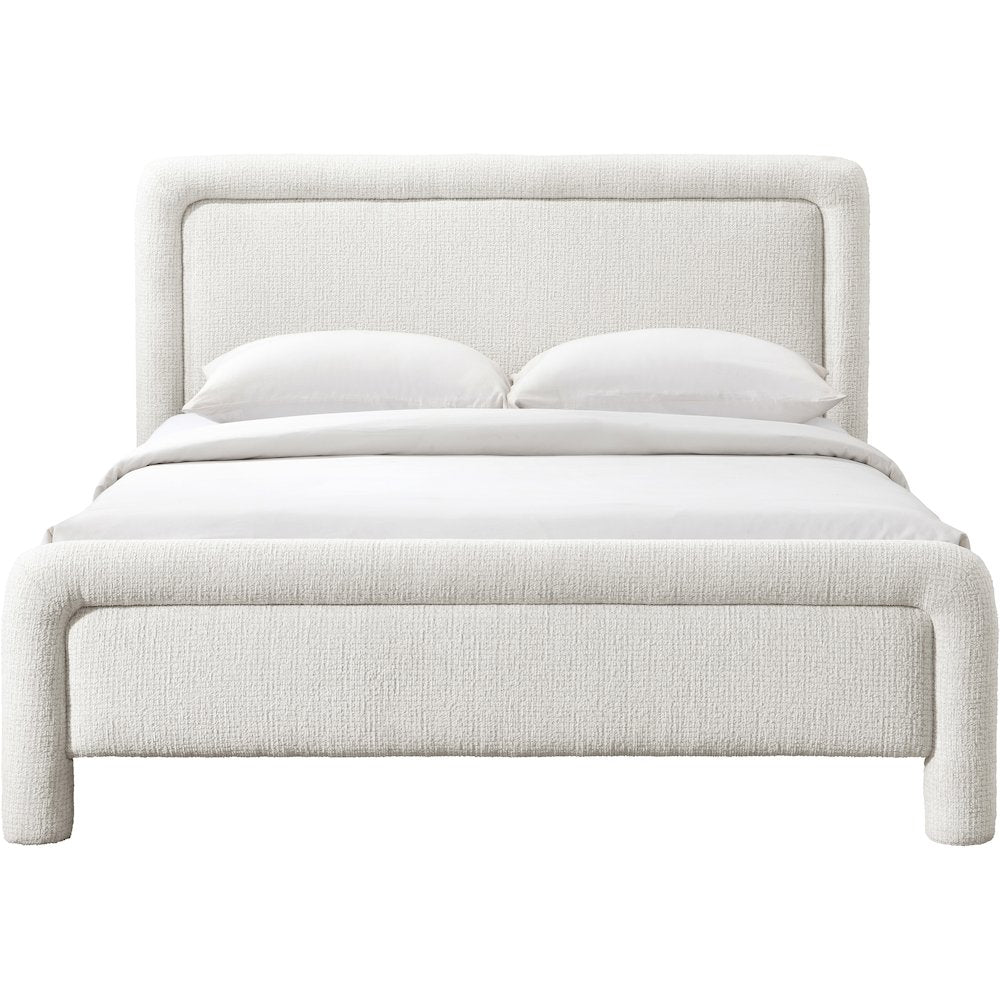 Baylor Cream Fabric With Interwoven Chenille Upholstered King Bed