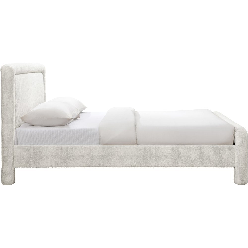 Baylor Cream Fabric With Interwoven Chenille Upholstered King Bed