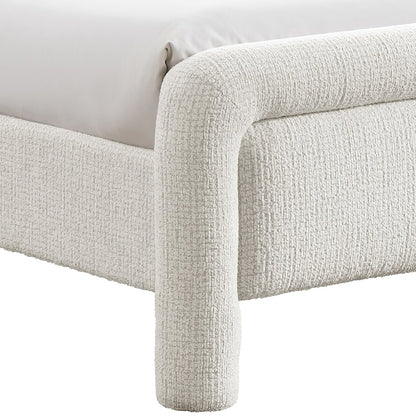 Baylor Cream Fabric With Interwoven Chenille Upholstered King Bed