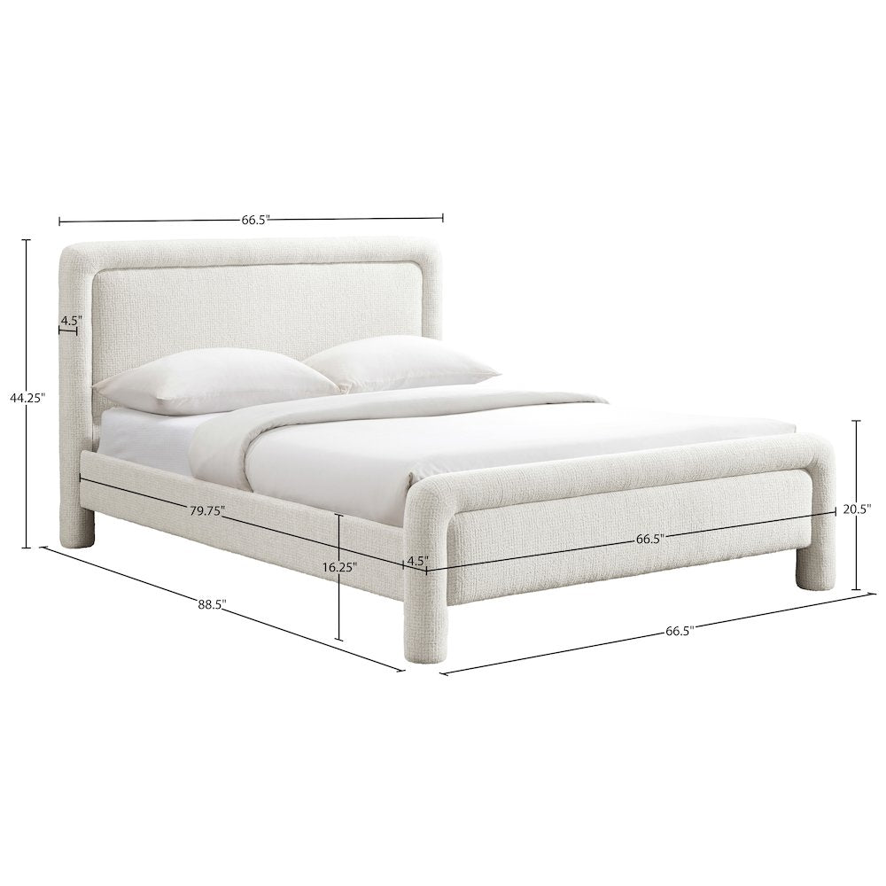 Baylor Cream Fabric With Interwoven Chenille Upholstered Queen Bed